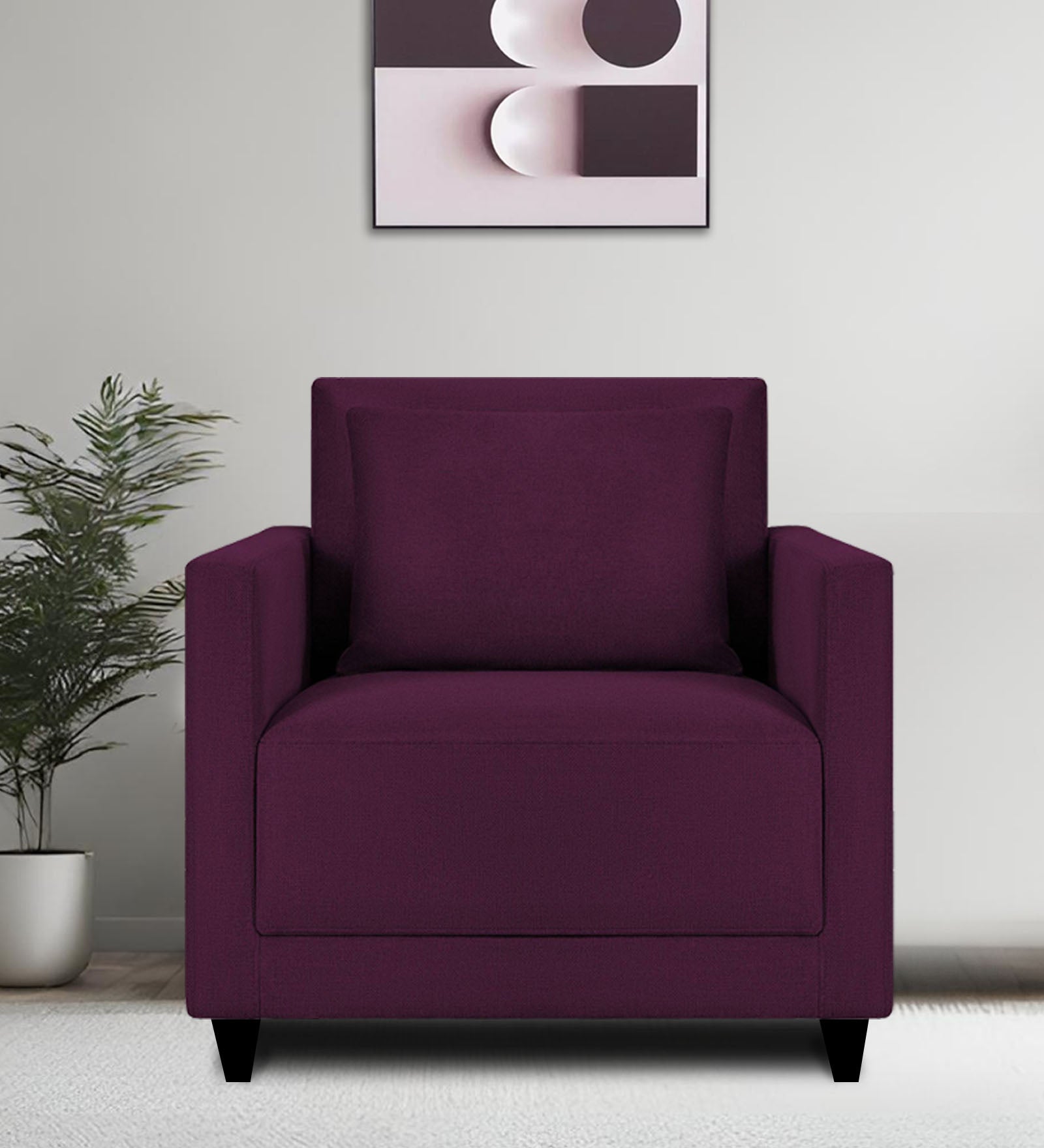 Kera Fabric 1 Seater Sofa in Greek Purple Colour