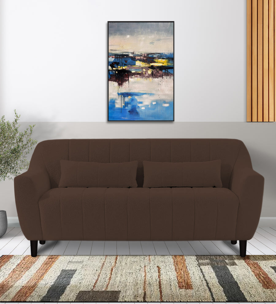 Nesco  2 Seater Boucle Fabric Sofa - Bringo Brown by Febonic Living