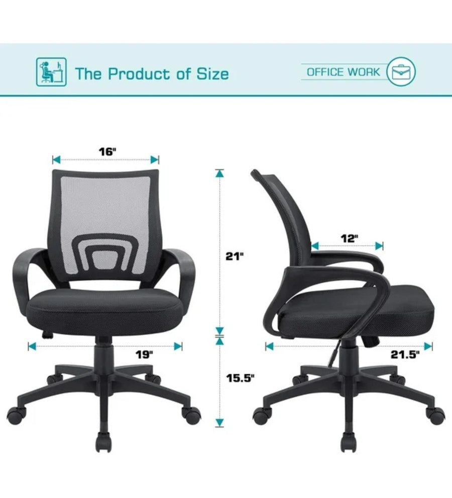 Panda Adjustable Mid Back Office Chair With Coco Black Colour - Febonic Living