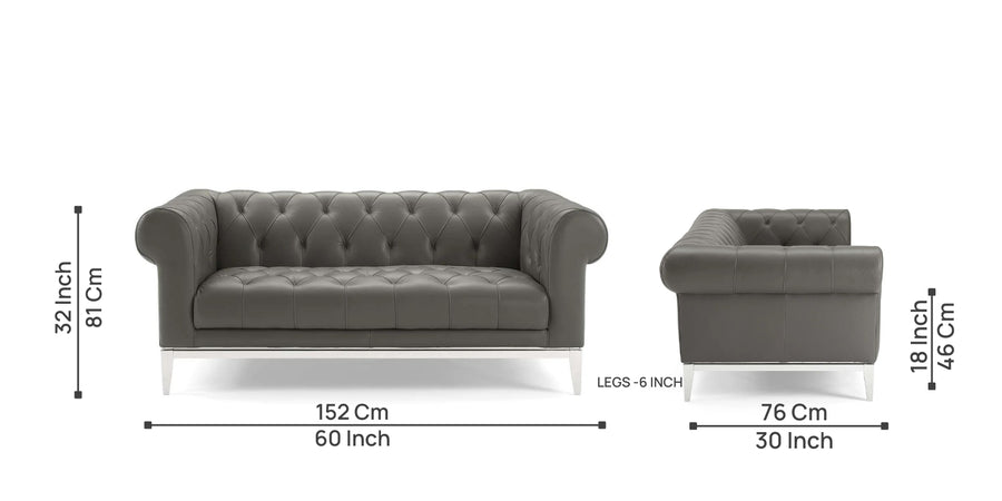 Mickey Leatherette 2 Seater Sofa In Light Grey Colour - Febonic Living