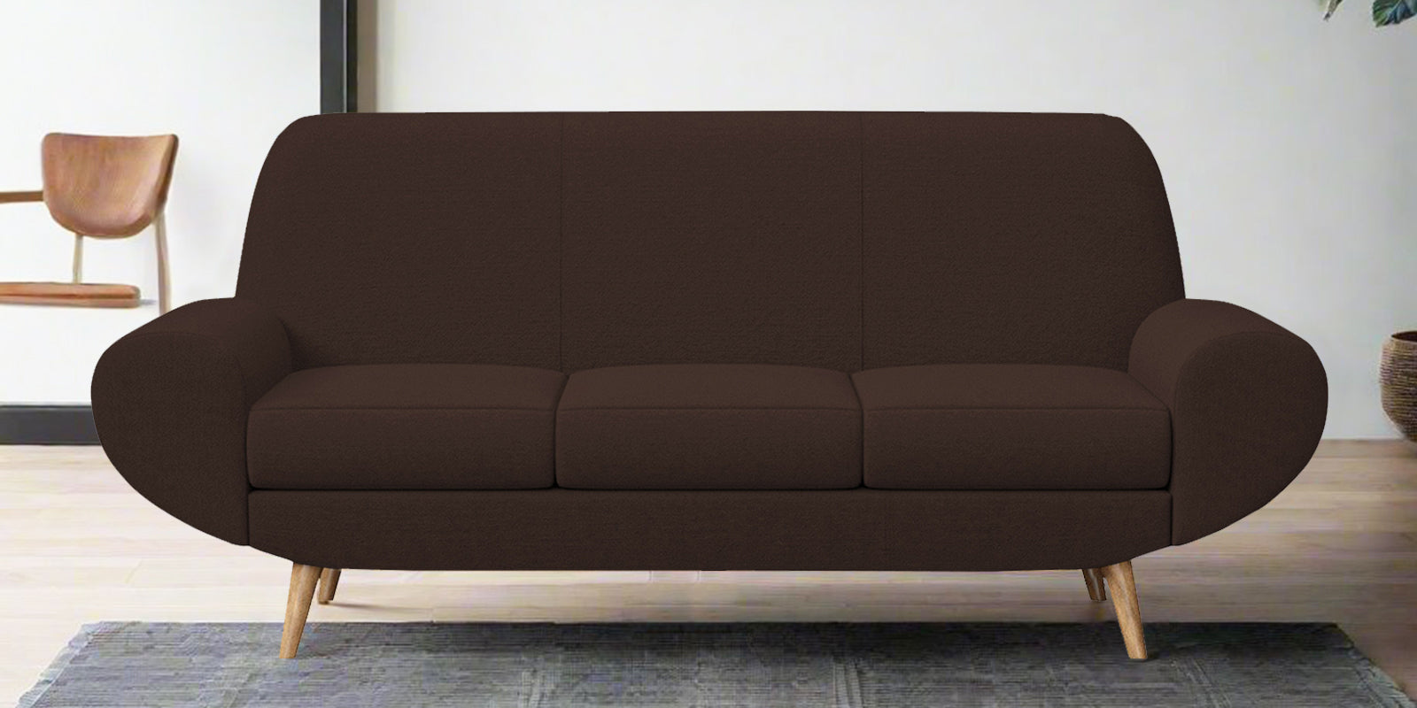 Jessy Fabric 3 Seater Sofa in Coffee Brown Colour