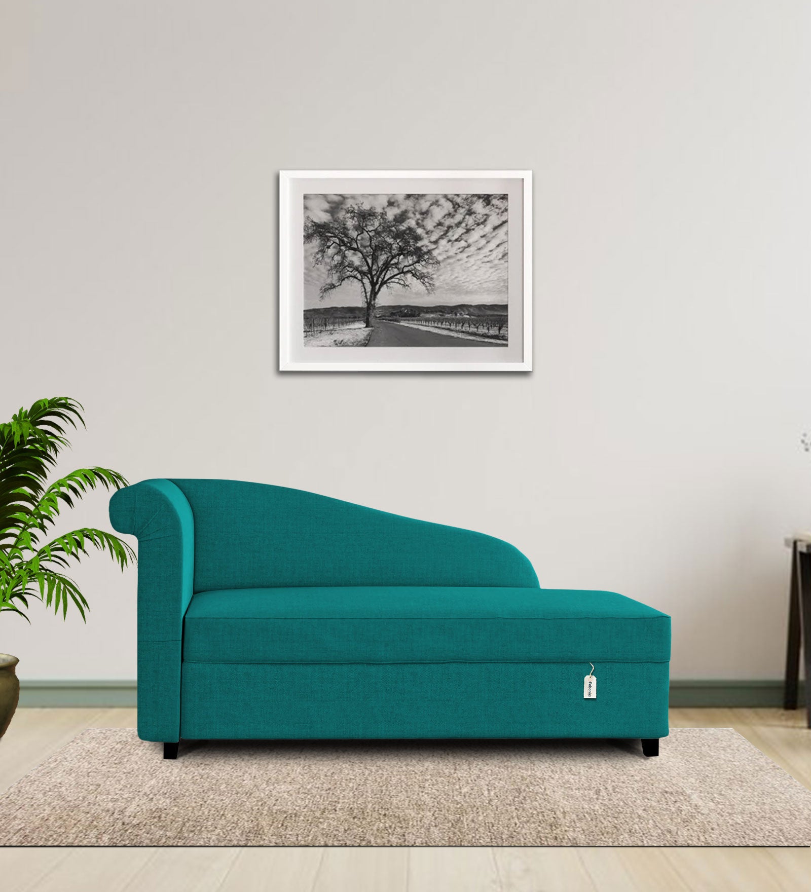 Toppy Fabric RHS Chaise Lounger In Sea Green Colour With Storage