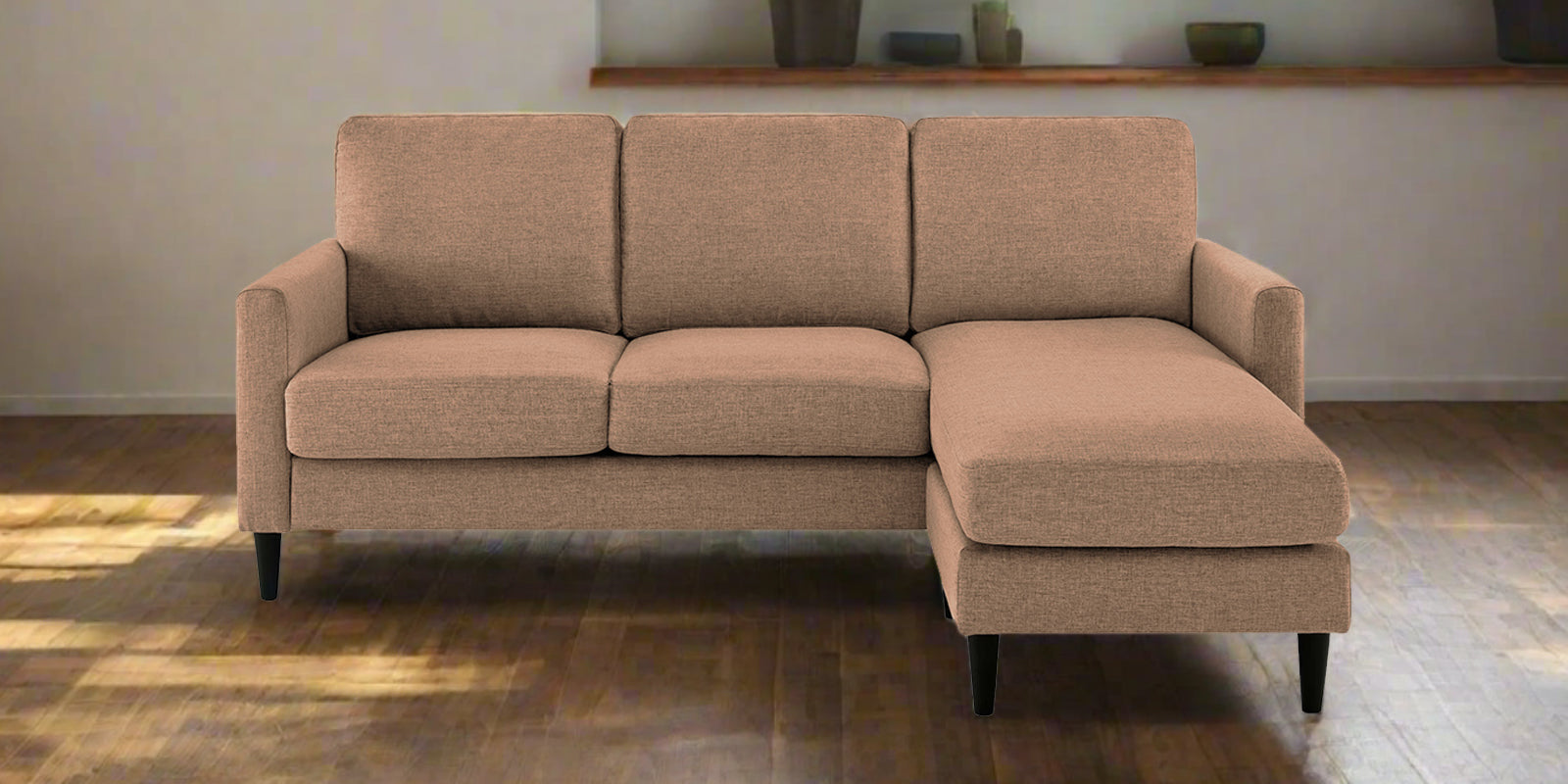 Romie Fabric LHS Sectional Sofa (2+Lounger) in Cosmic Beige Colour