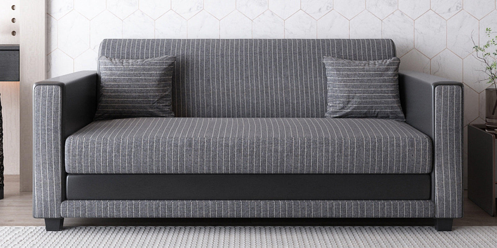 Juno Fabric 3 Seater Sofa in Lama Black Colour