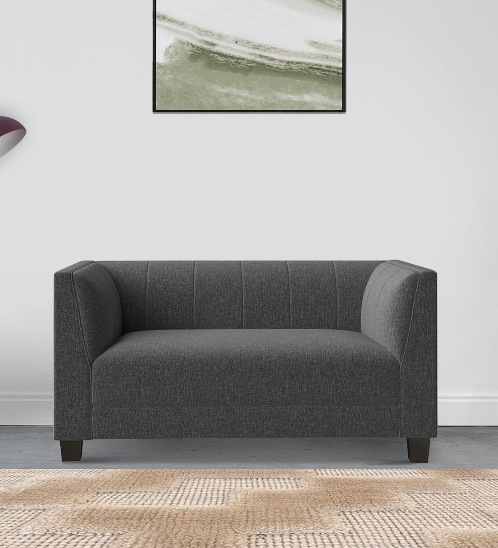 Chastin Fabric 2 Seater Sofa in Charcoal Grey Colour