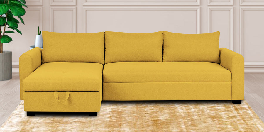 Sigma Fabric Rhs Sectional Sofa 3 Lounger In Bold Yellow Colour - Febonic Living
