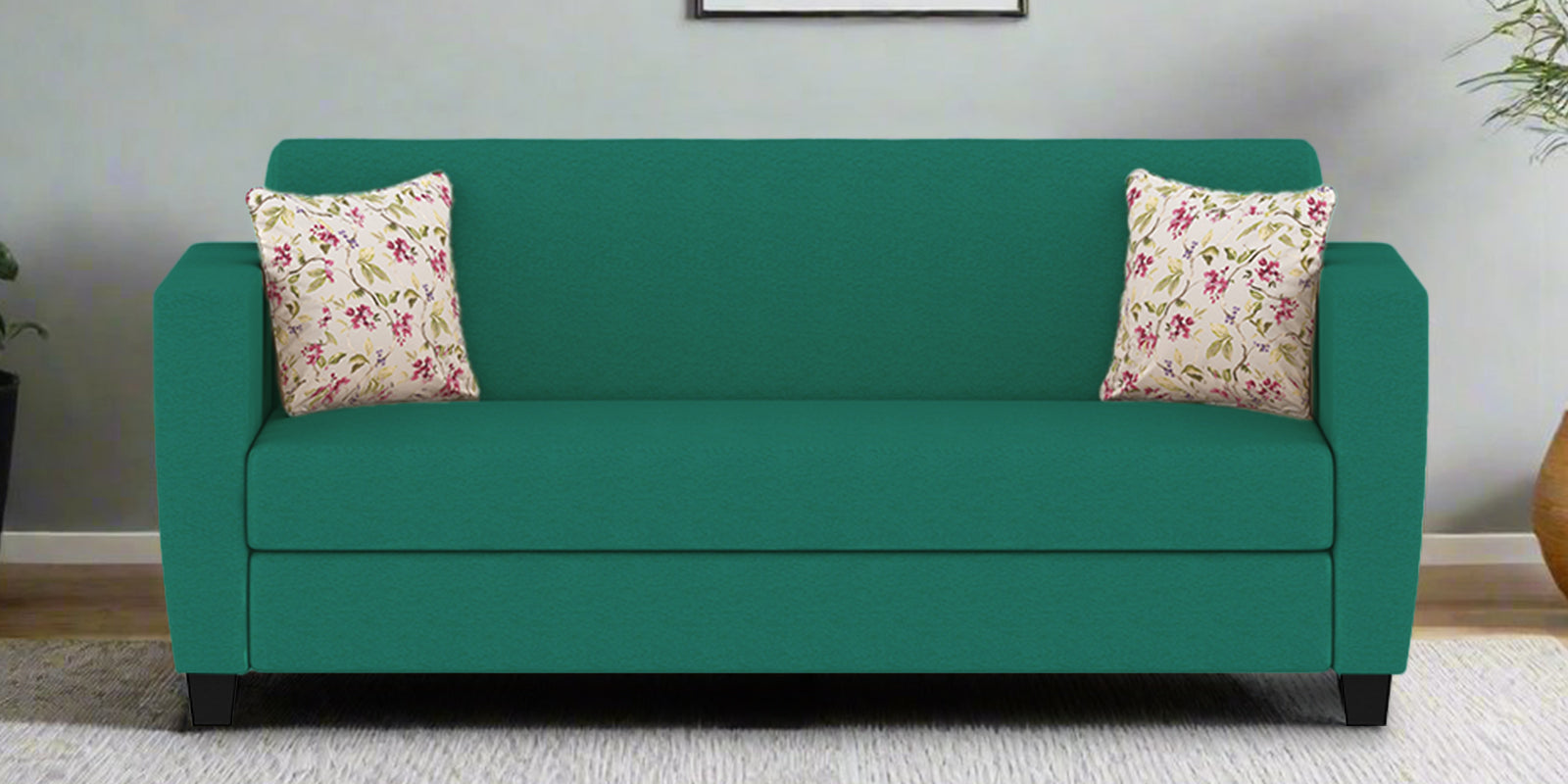 Gozi Fabric 3 Seater Sofa In Sea Green Colour