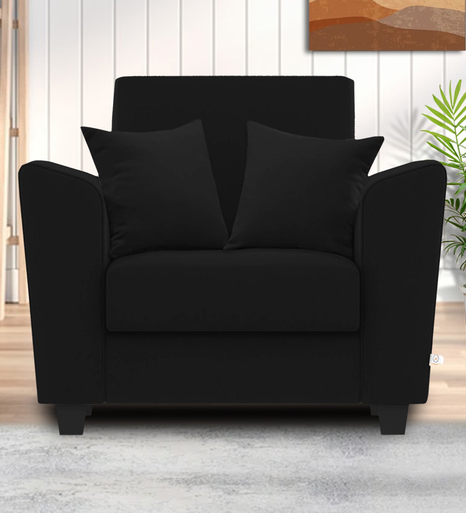 Daku Fabric 1 Seater Sofa in Zed Black Colour