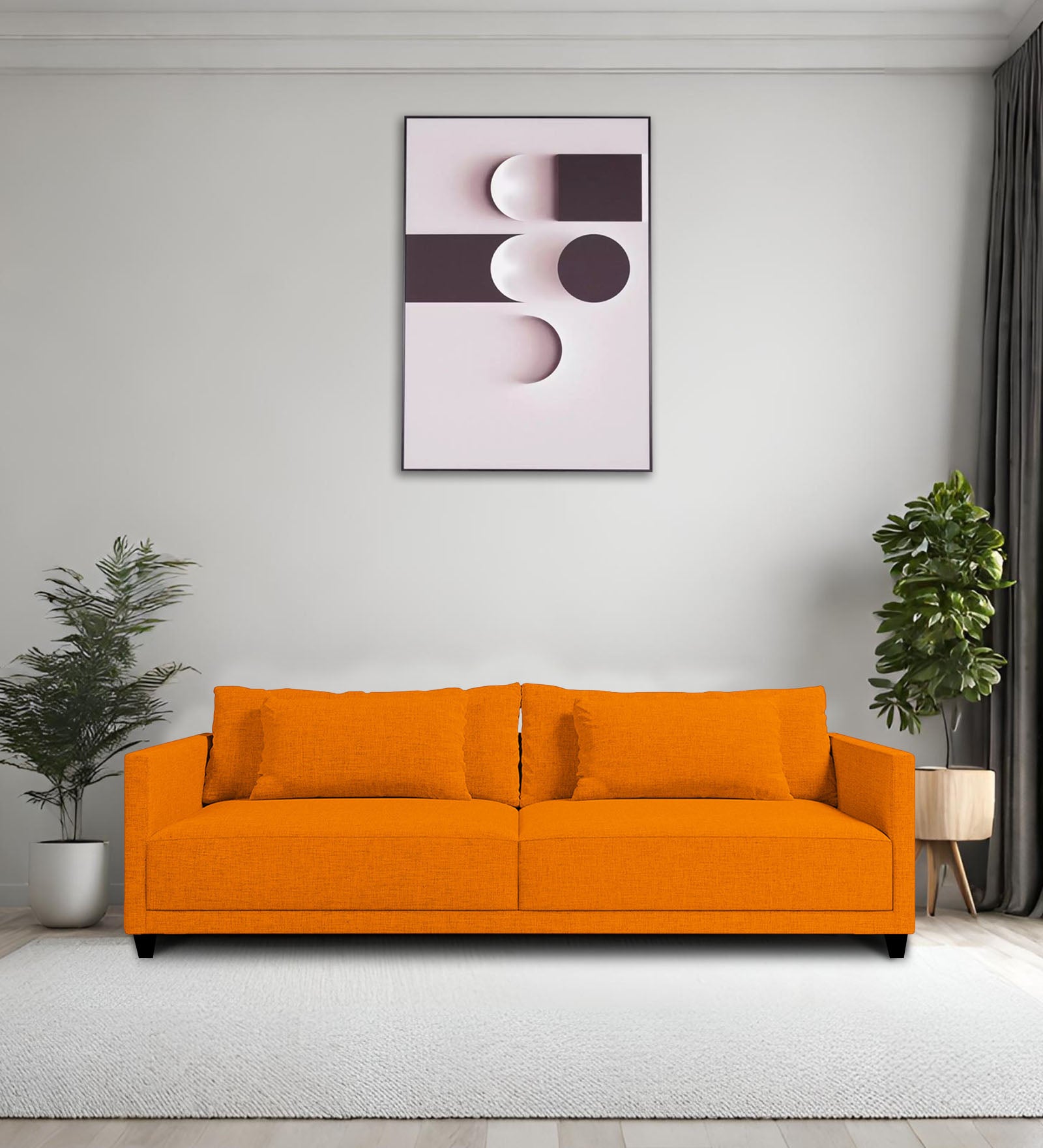 Kera Fabric 3 Seater Sofa in Vivid Orange Colour