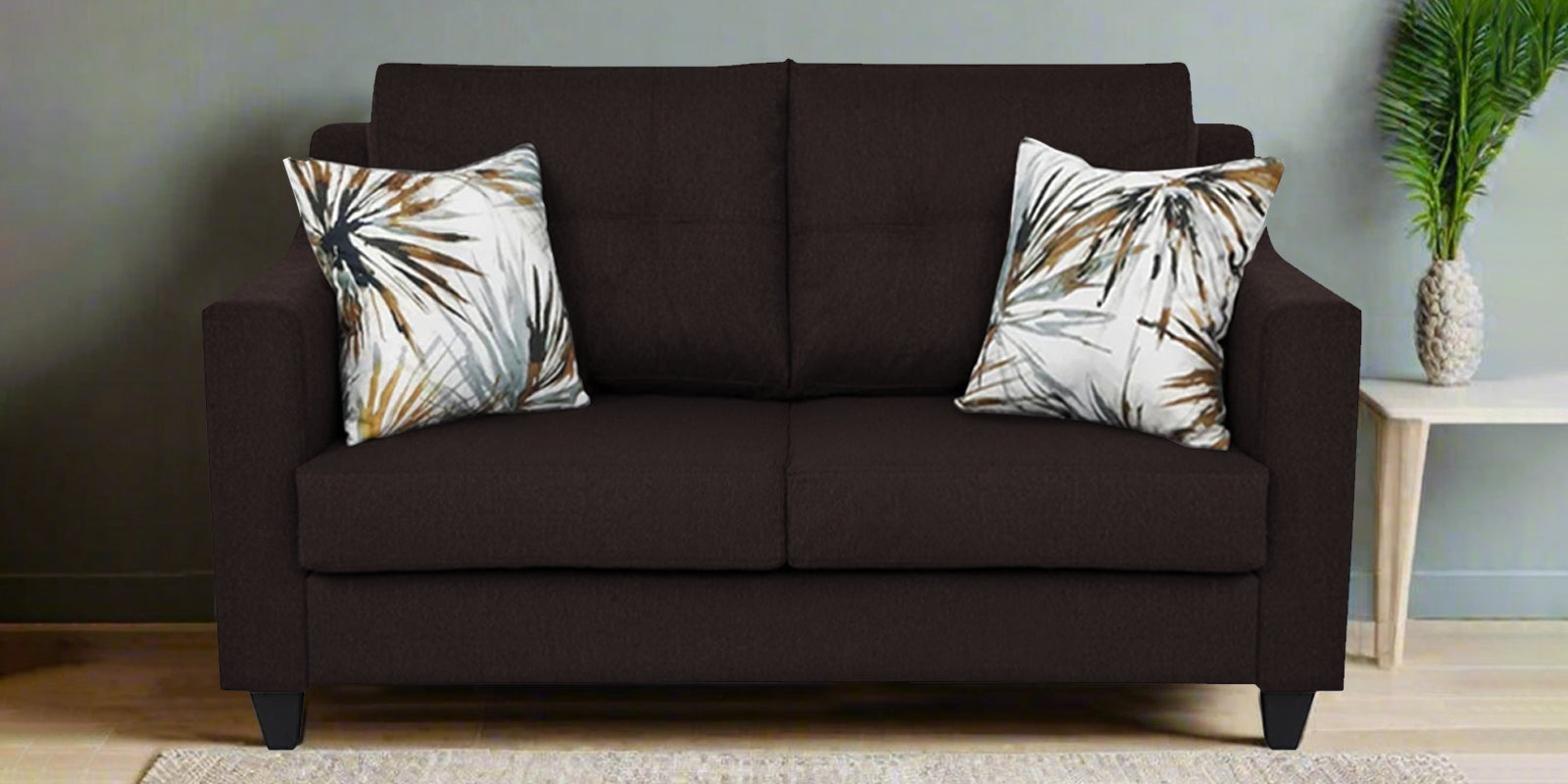 Welly Fabric 2 Seater Sofa In Dark Brown Colour