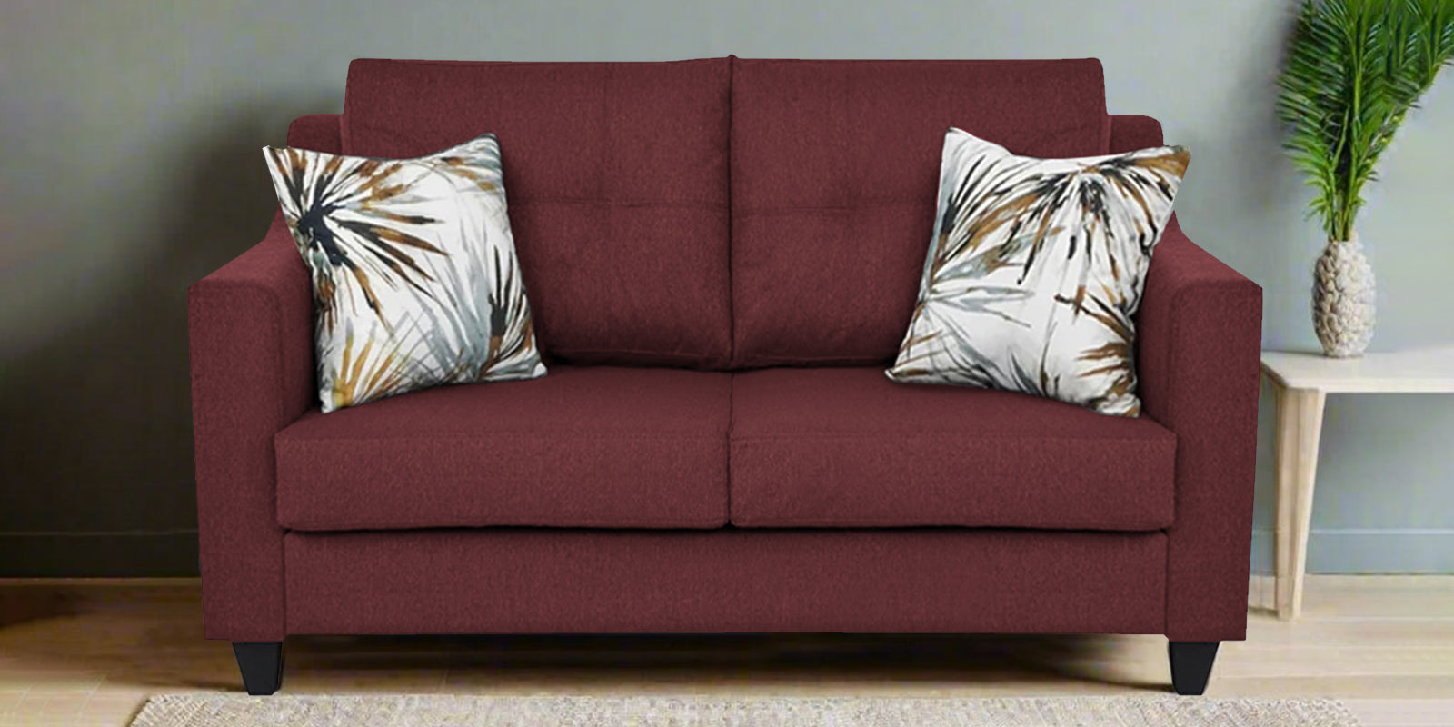 Welly Fabric 2 Seater Sofa In Blaze Red Colour