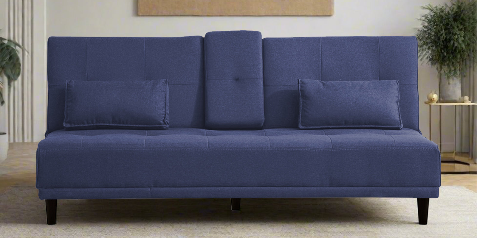 Jerry Fabric 3 Seater Convertible Sofa Cum Bed in Slate Blue Colour