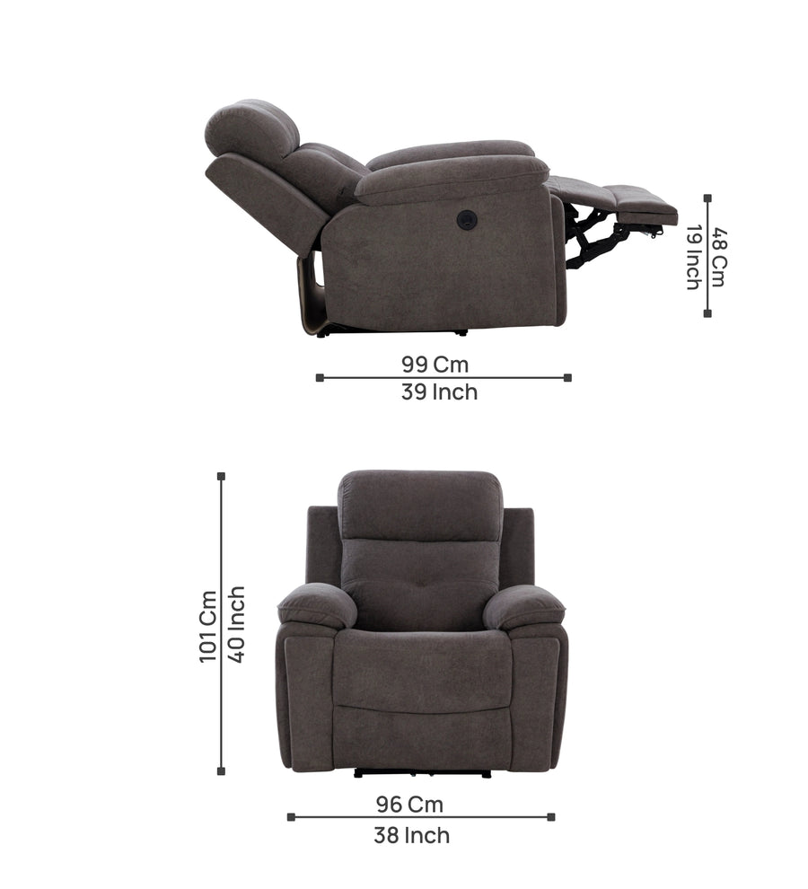 Waki Boucle 1 Seater Motorized Recliner In Concrete Grey Colour - Febonic Living