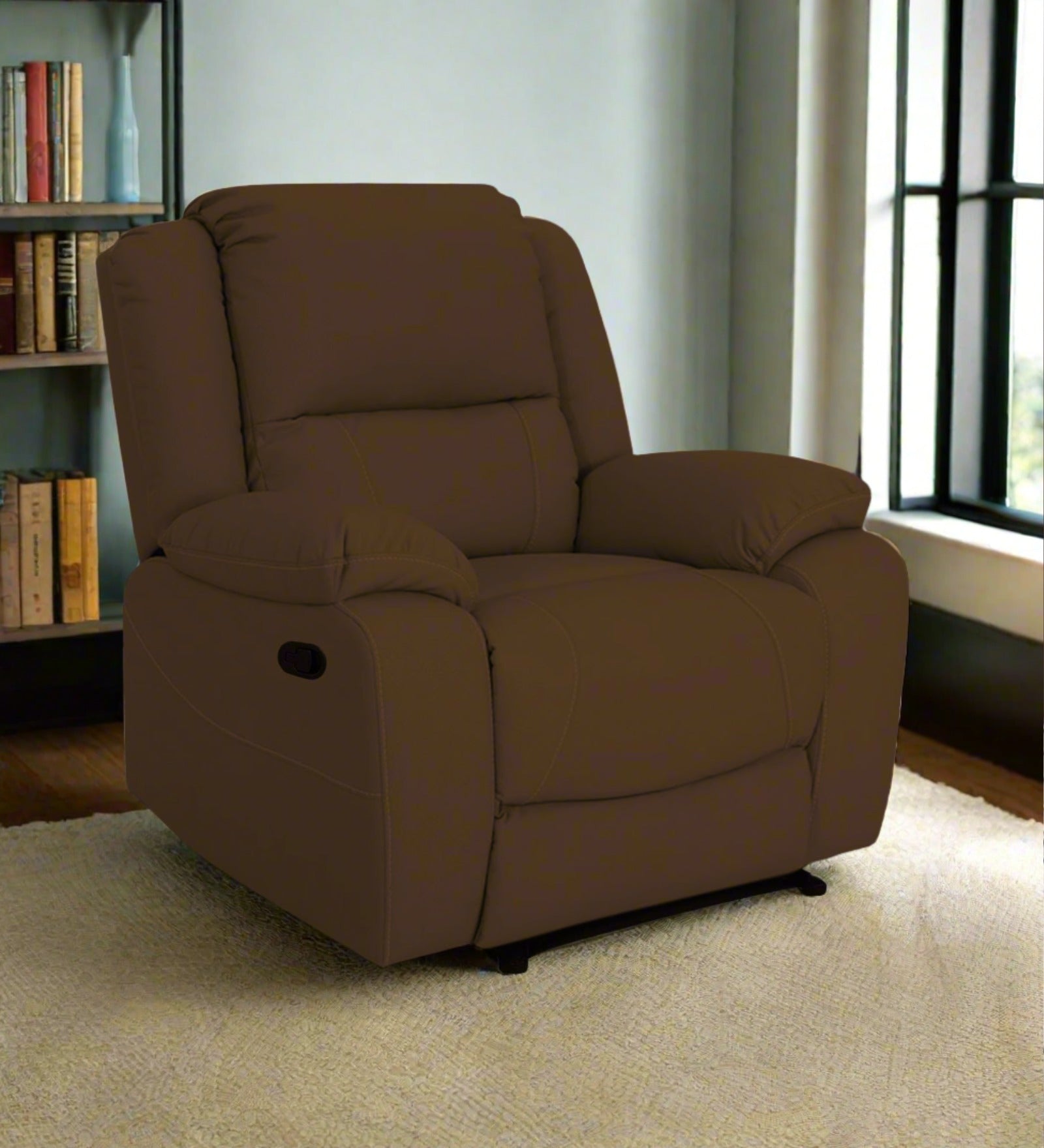 Adley Fabric Manual 1 Seater Recliner In Chestnut Brown Colour