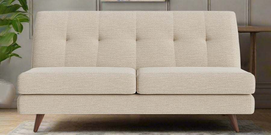 Jasmin Fabric 2 Seater Armless Sofa In Ivory Cream Colour - Febonic Living