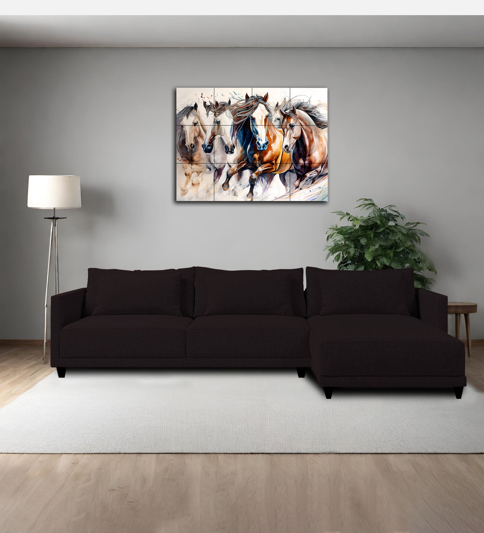 Kera Fabric LHS Sectional Sofa (3+Lounger) In Cara Brown Colour
