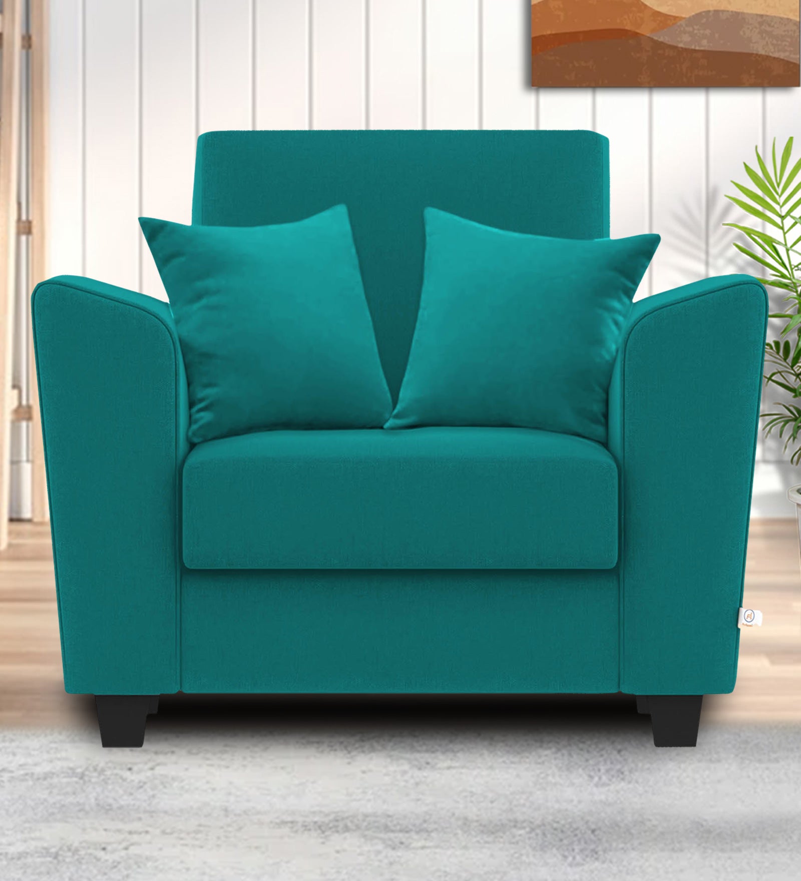 Daku Fabric 1 Seater Sofa in sea green Colour