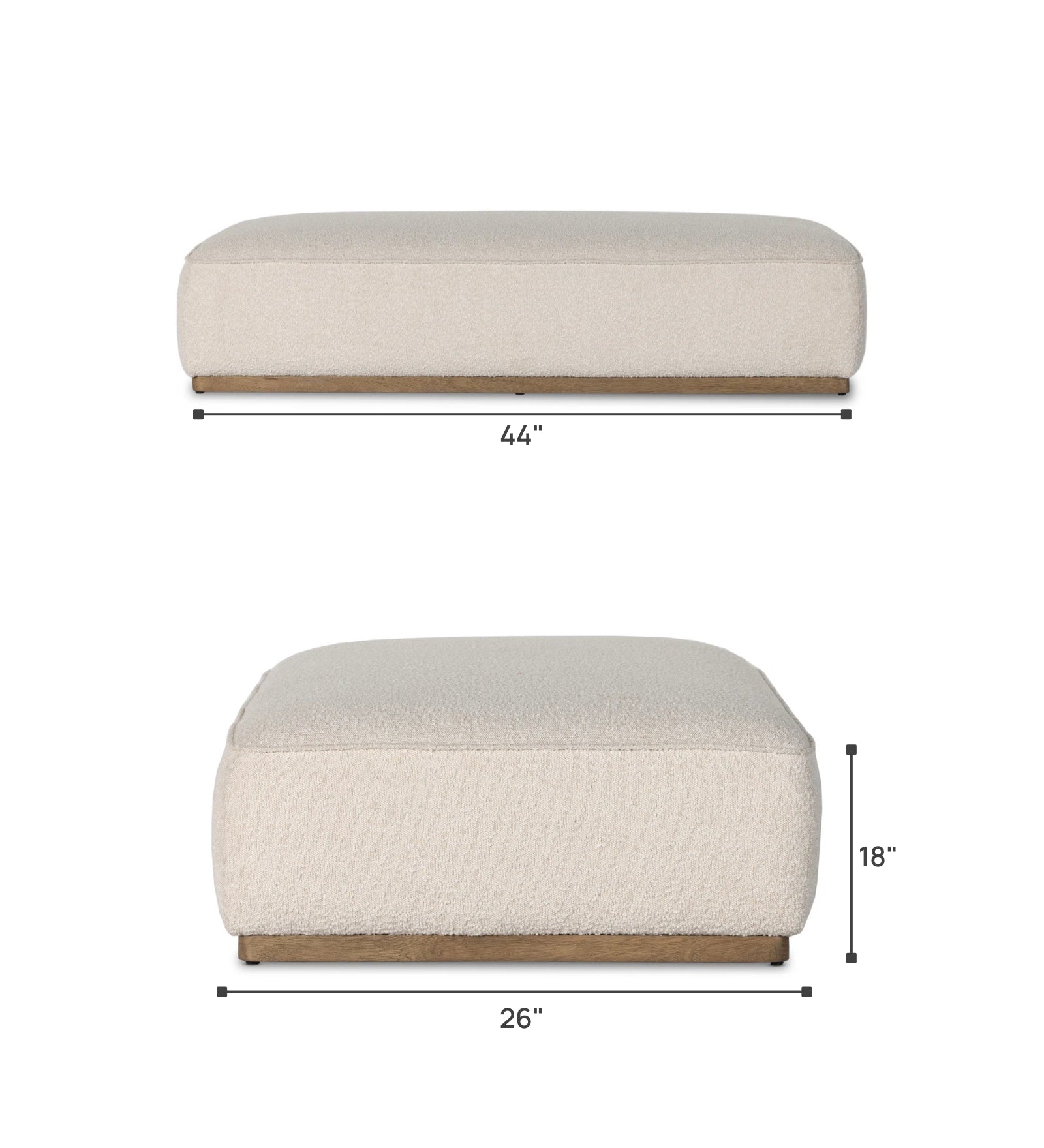 Maxime Fur Fabric Ottoman in Bright White Colour