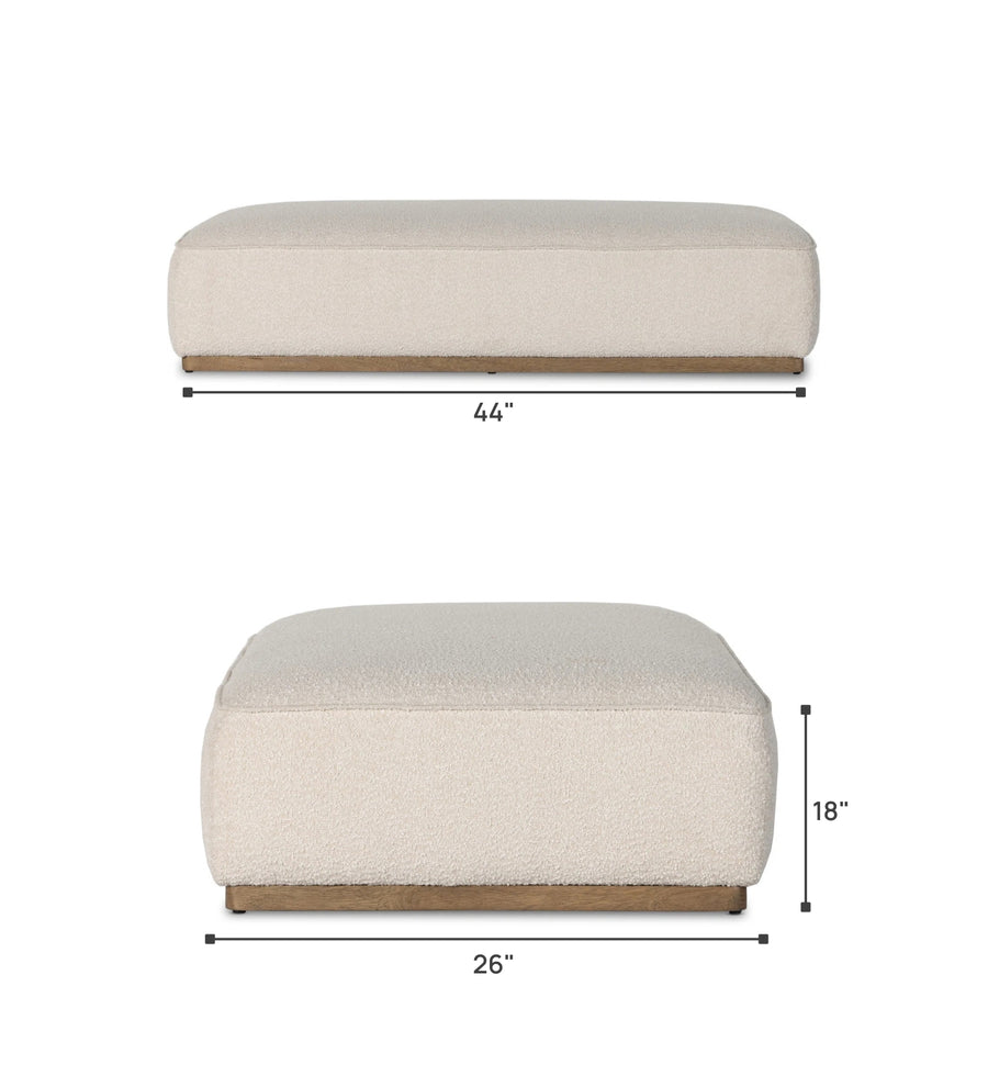 Maxime Boucle Fabric Bench In Bright White Colour - Febonic Living
