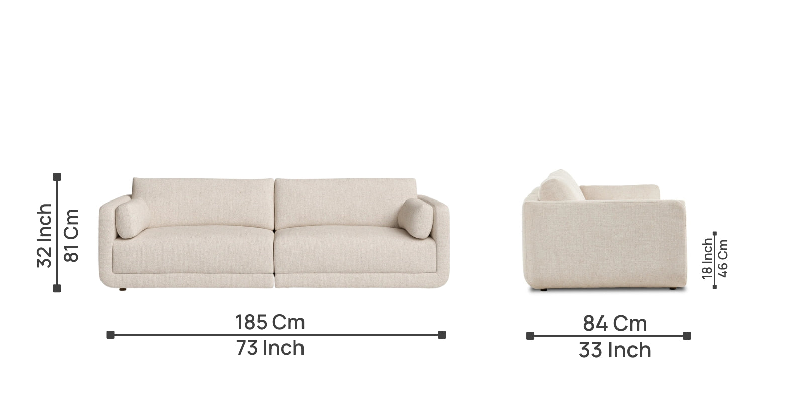 Phoenix Fabric 3 Seater Sofa In Natural Beige Colour