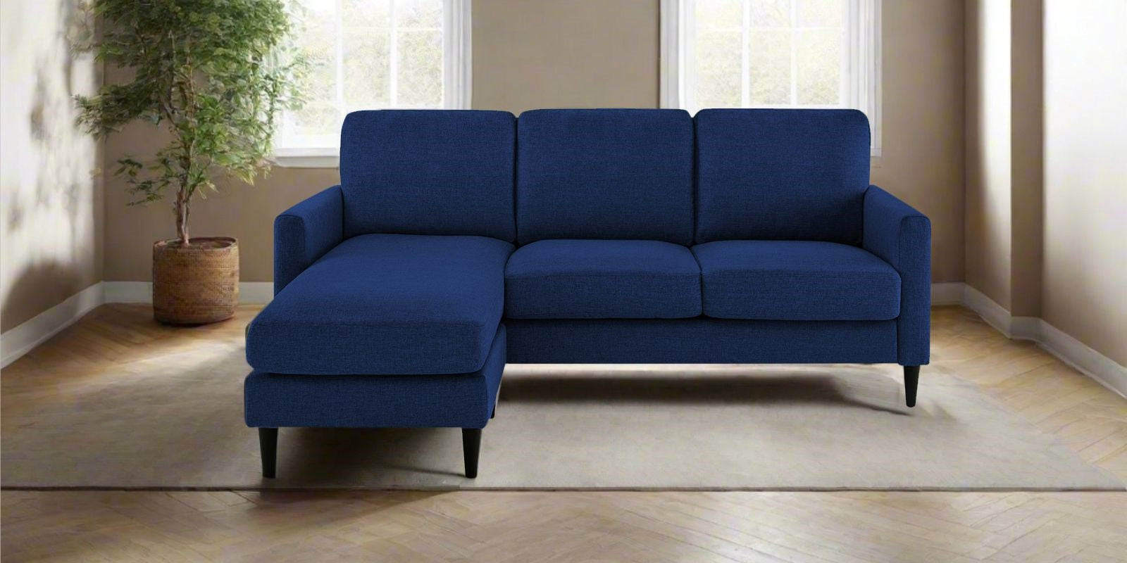 Romie Fabric RHS Sectional Sofa (2+Lounger) in Royal Blue Colour