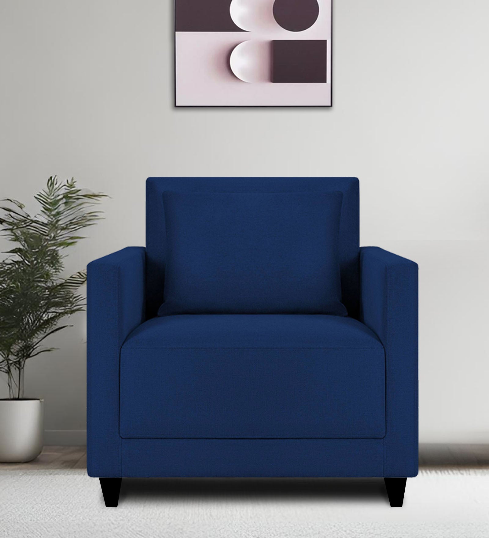 Kera Fabric 1 Seater Sofa in Royal Blue Colour
