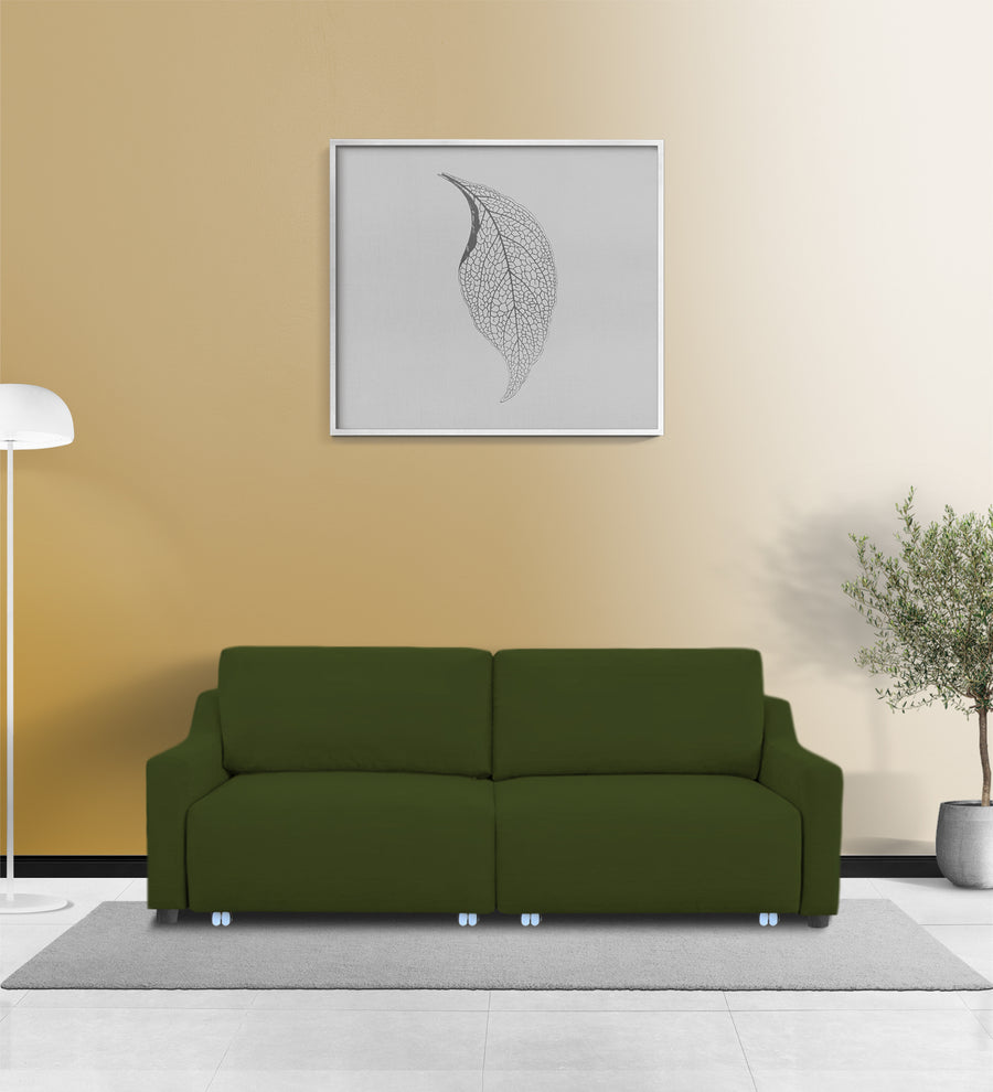Gabby  3 Seater Pull Out  Cum Bed Fabric Sofa - Olive Green by Febonic Living