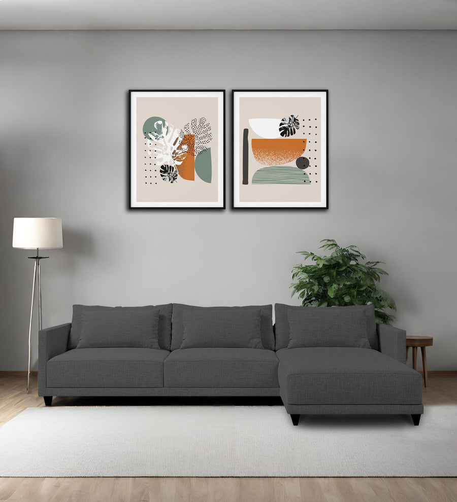 Kera  LHS  (3+Lounger) Fabric Sectional Sofa - Charcoal Grey by Febonic Living