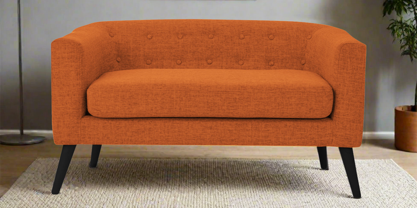 Casper Fabric 2 Seater Sofa in Vivid Orange Colour