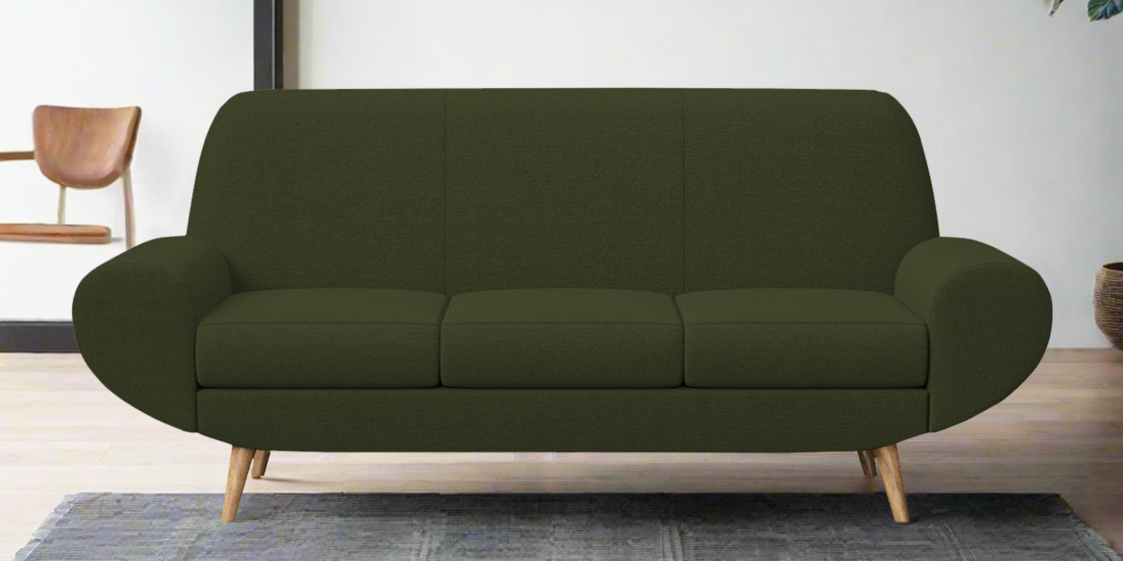 Jessy Fabric 3 Seater Sofa in Olive Green Colour