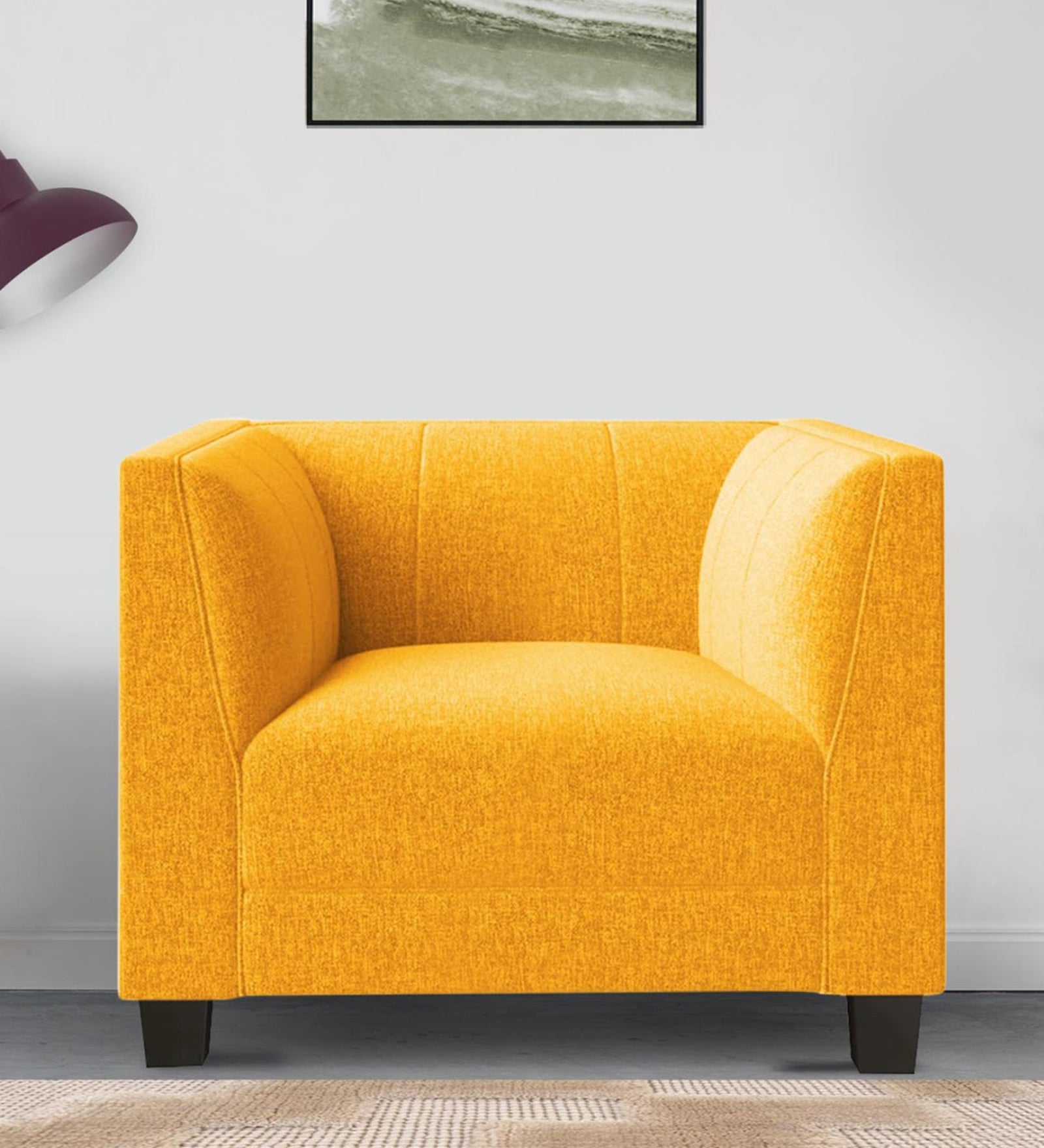 Chastin Fabric 1 Seater Sofa in Bold Yellow Colour