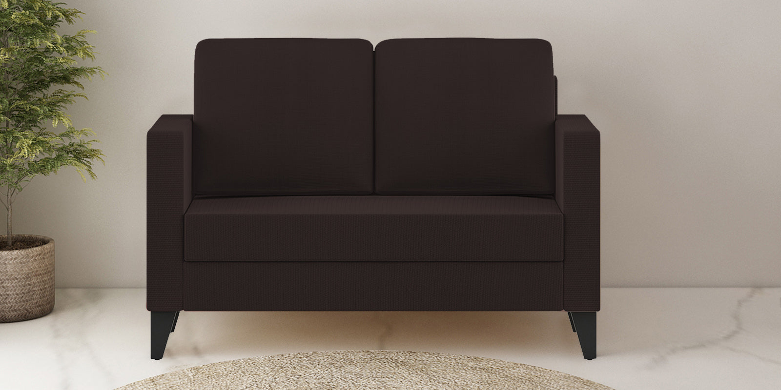 Nori Fabric 2 Seater Sofa In Dark Brown Colour