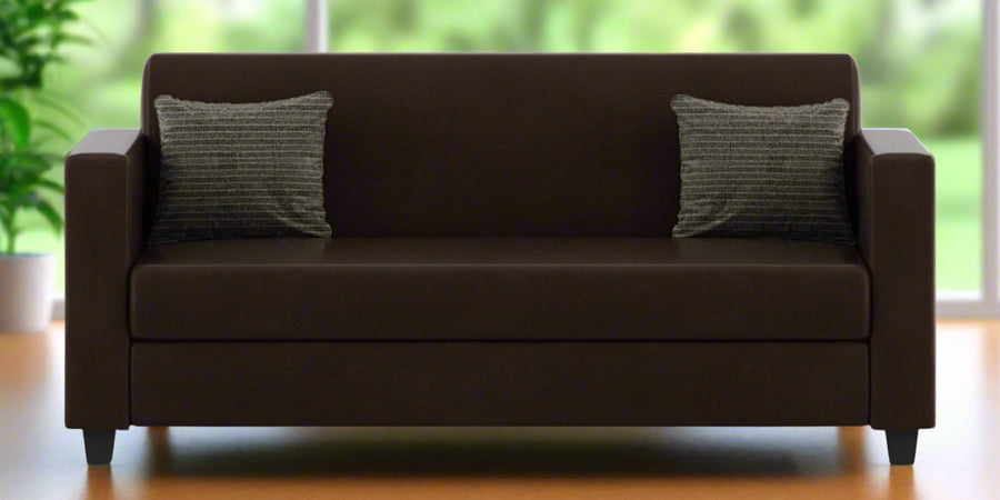 Baley Leatherette 3 Seater Sofa In Dark Brown Colour - Febonic Living
