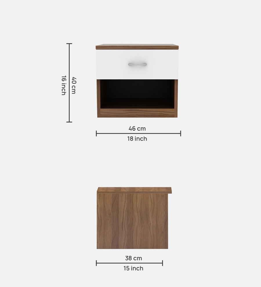 Rona Bedside Table With Drawer in Oral Walnut & Frosty White Finish - Febonic Living