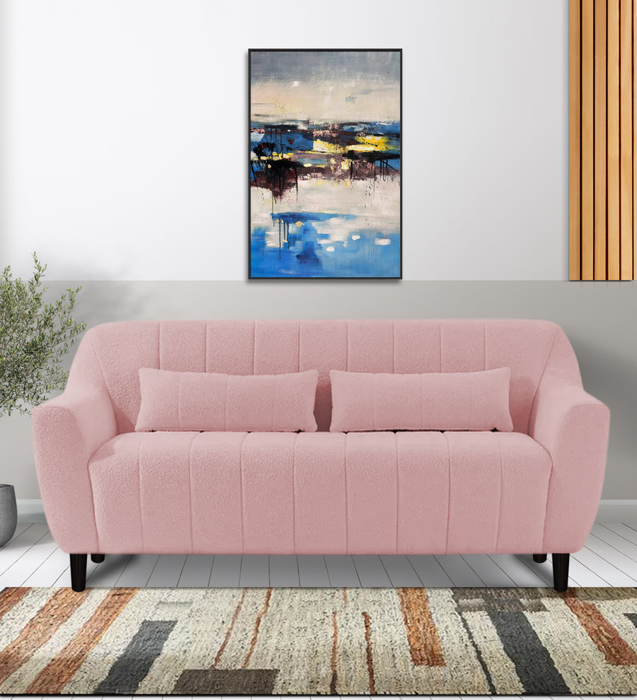 Nesco  2 Seater Boucle Fabric Sofa - Basi Pink by Febonic Living