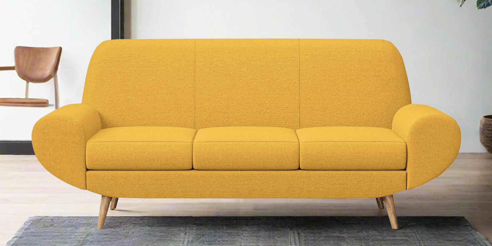 Jessy Fabric 3 Seater Sofa in Bold Yellow Colour