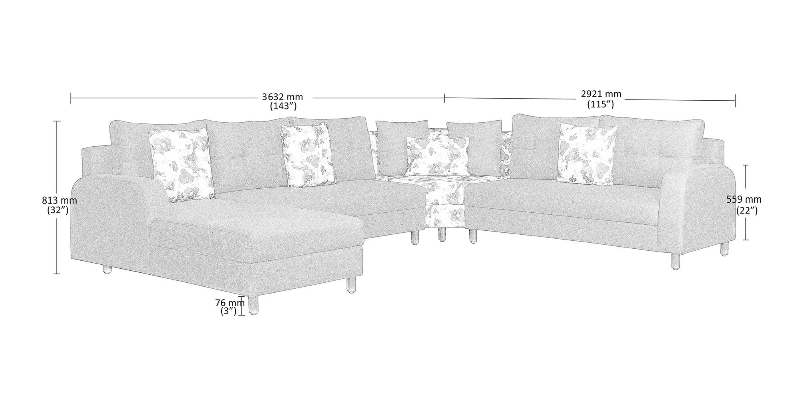 Sadie Fabric 8 Seater Corner Sofa in Sea Green Colour