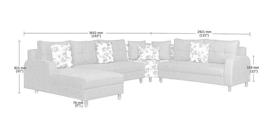 Sadie Fabric 8 Seater Corner Sofa In Sea Green Colour - Febonic Living