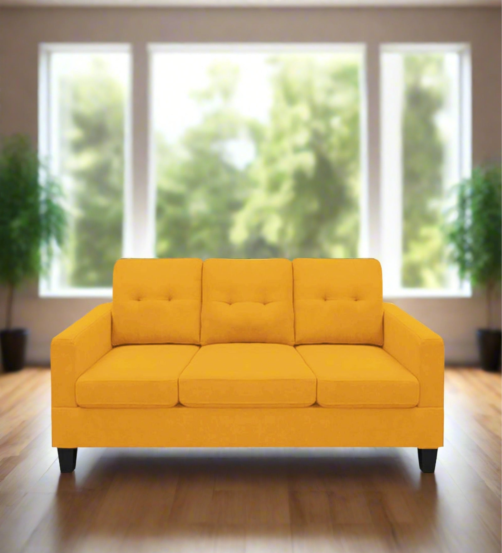 Thomas Fabric 3 Seater Sofa in Bold Yellow Colour
