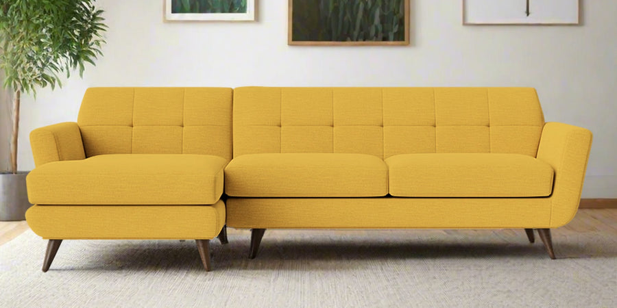 Jasmin Fabric Rhs Sectional Sofa 3 Lounger In Bold Yellow Colour - Febonic Living