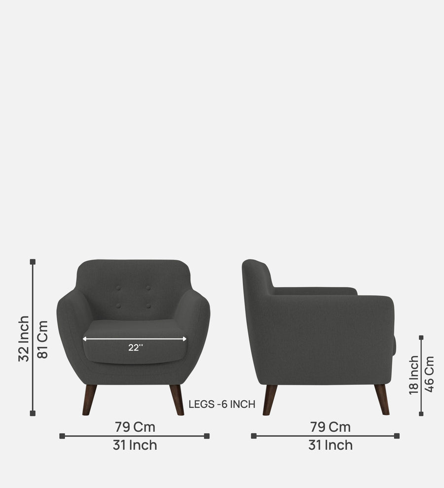 Goofy Fabric 1 Seater Sofa In Charcoal Grey Colour - Febonic Living