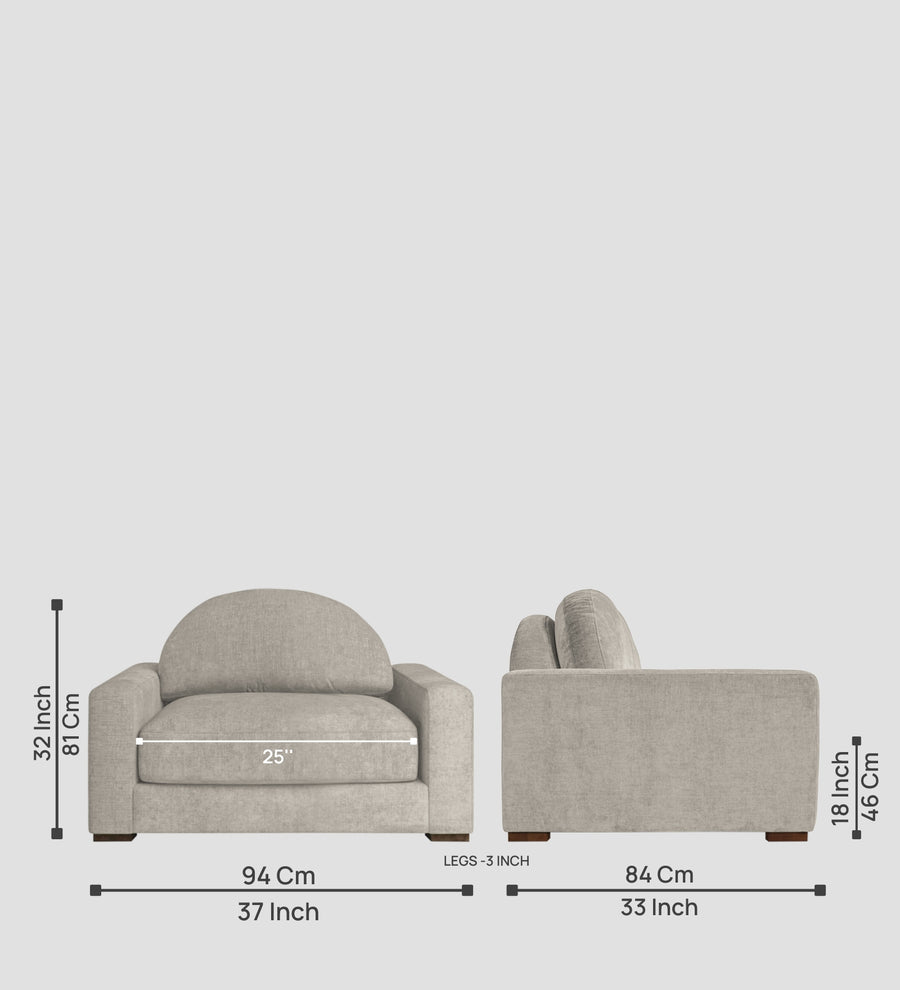 Dara Fabric 1 Seater Sofa In Ash Grey Colour - Febonic Living