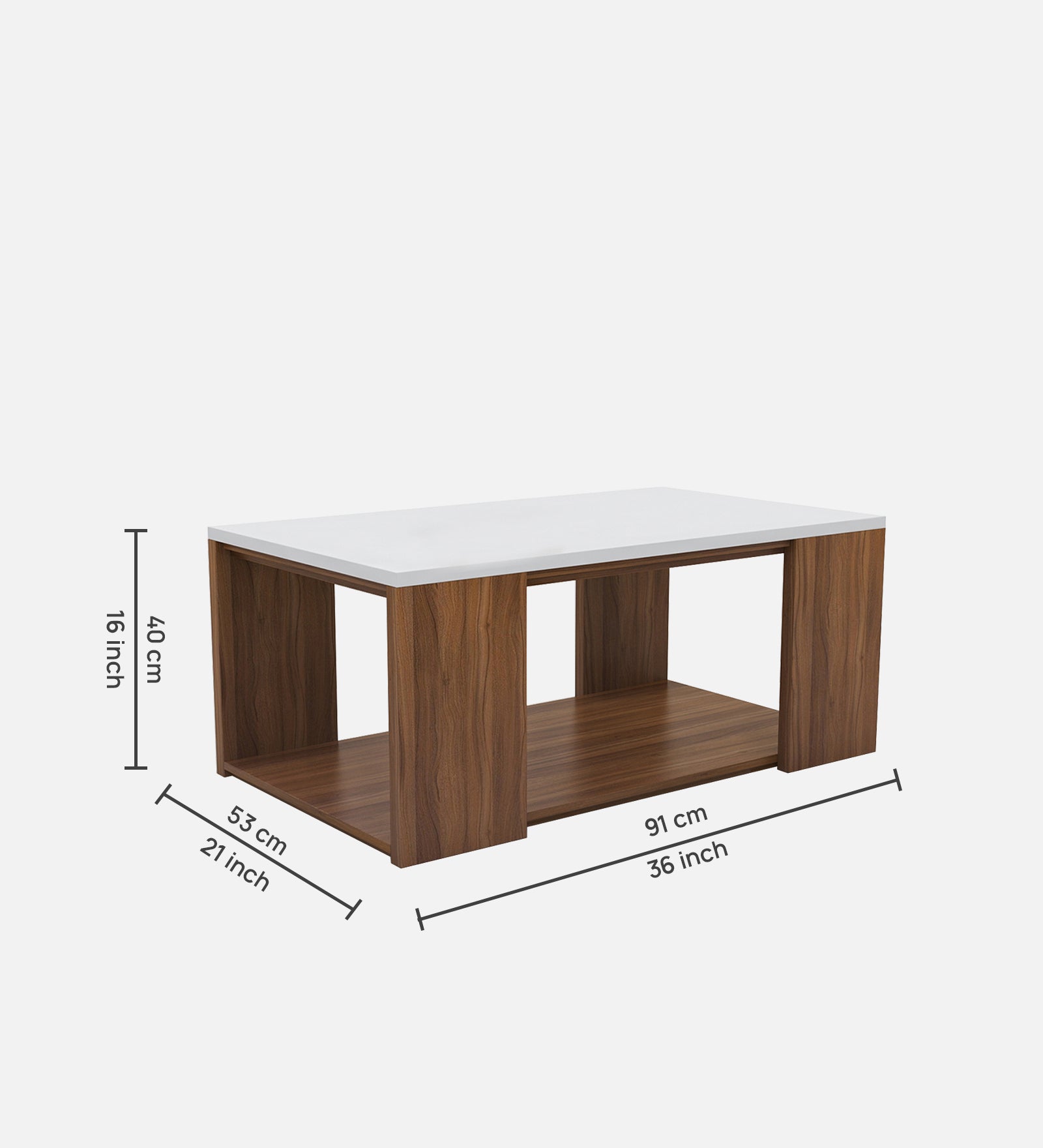 Tango Centre Table In Oral Wallnut & Frosty White Finish