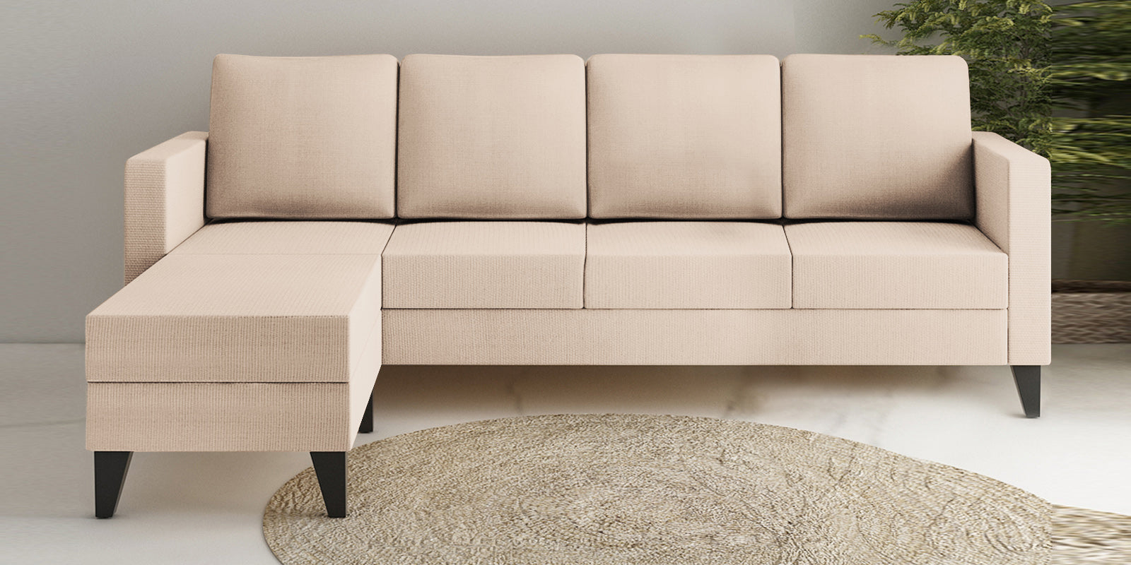 Nori Fabric RHS Sectional Sofa (3 + Lounger) In Woom Beige Colour