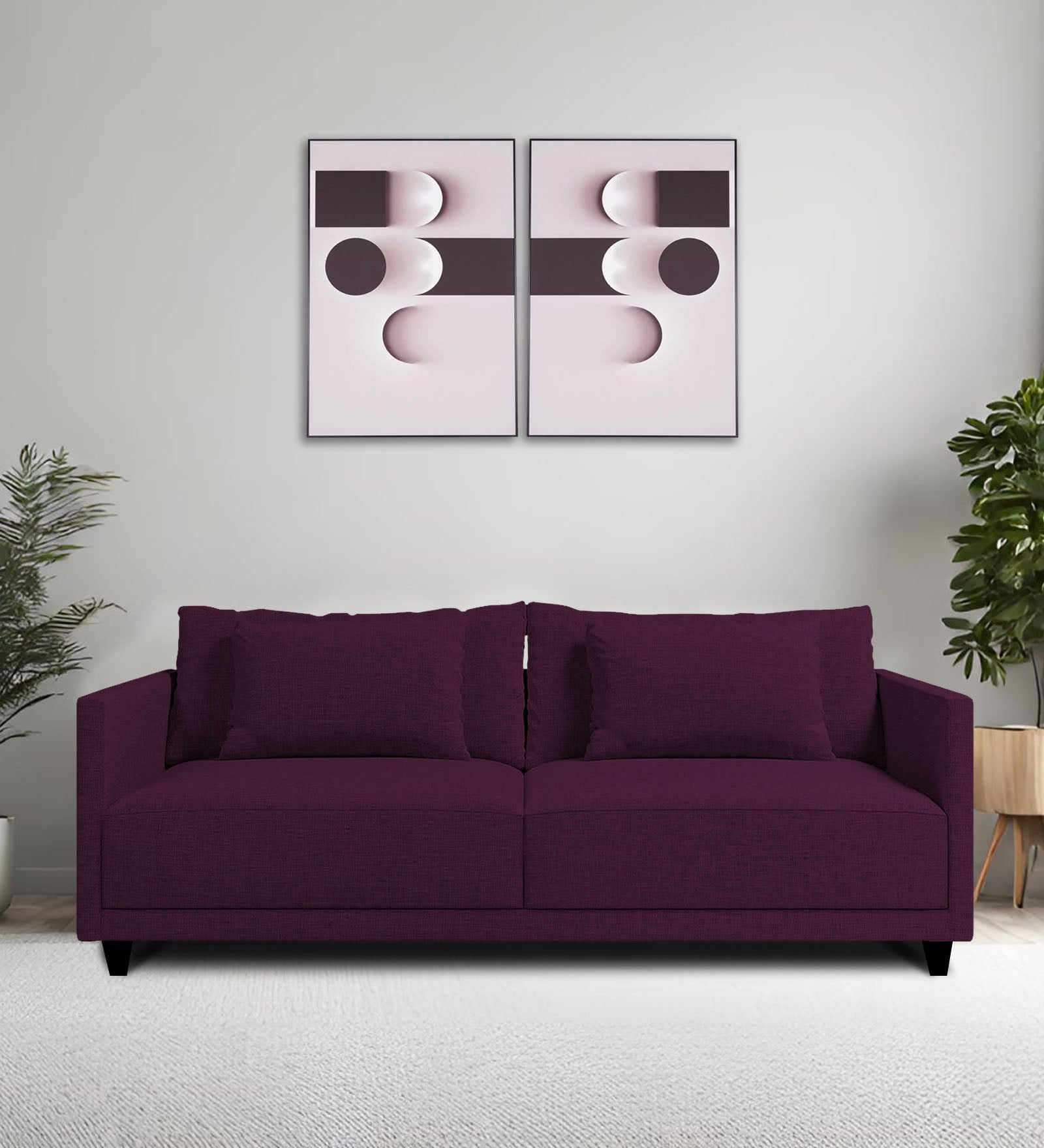 Kera Fabric 2 Seater Sofa in Greek Purple Colour