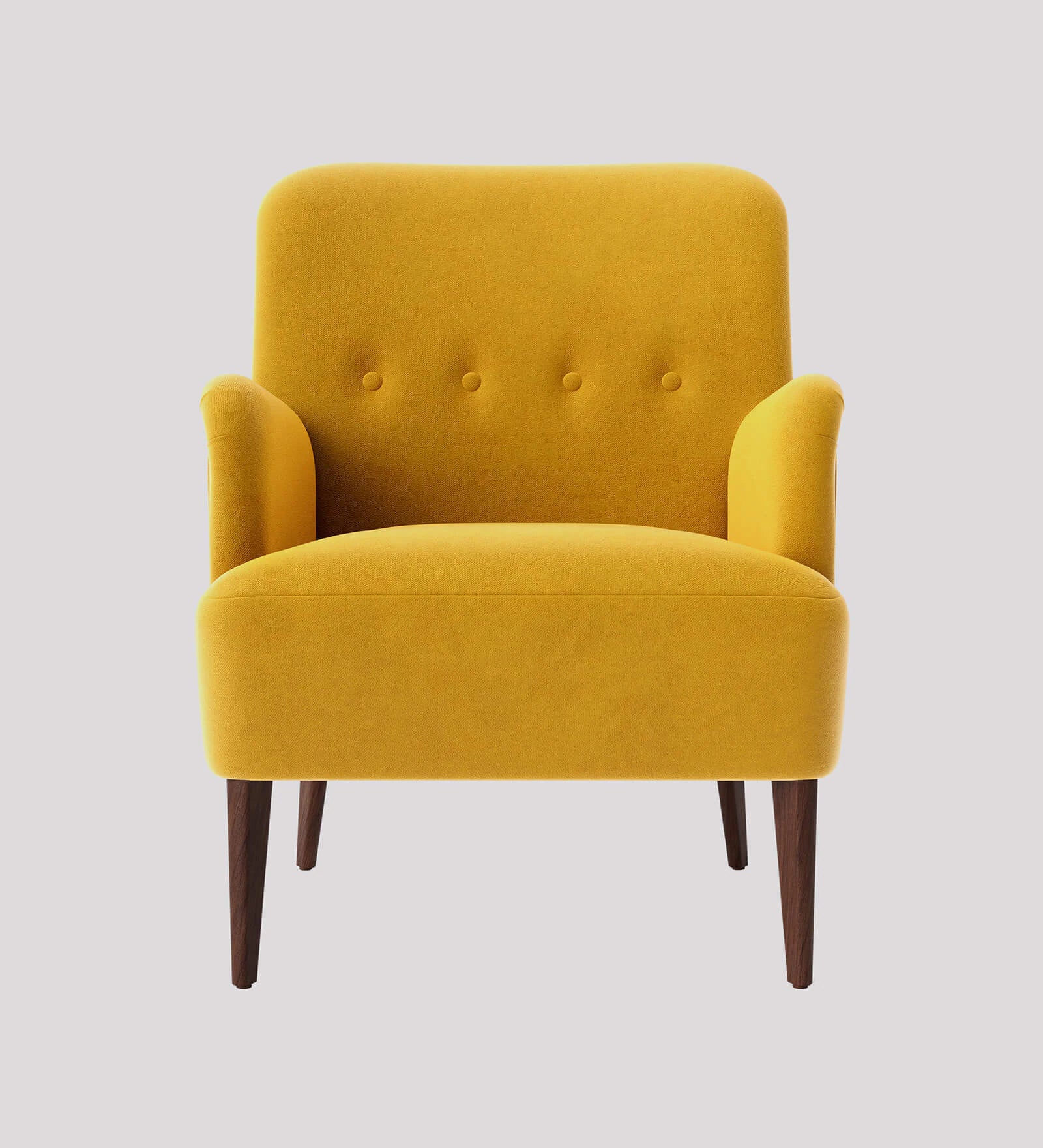 Zews Velvet Fabric 1 Seater Wing Chair in Safforn Yellow Colour