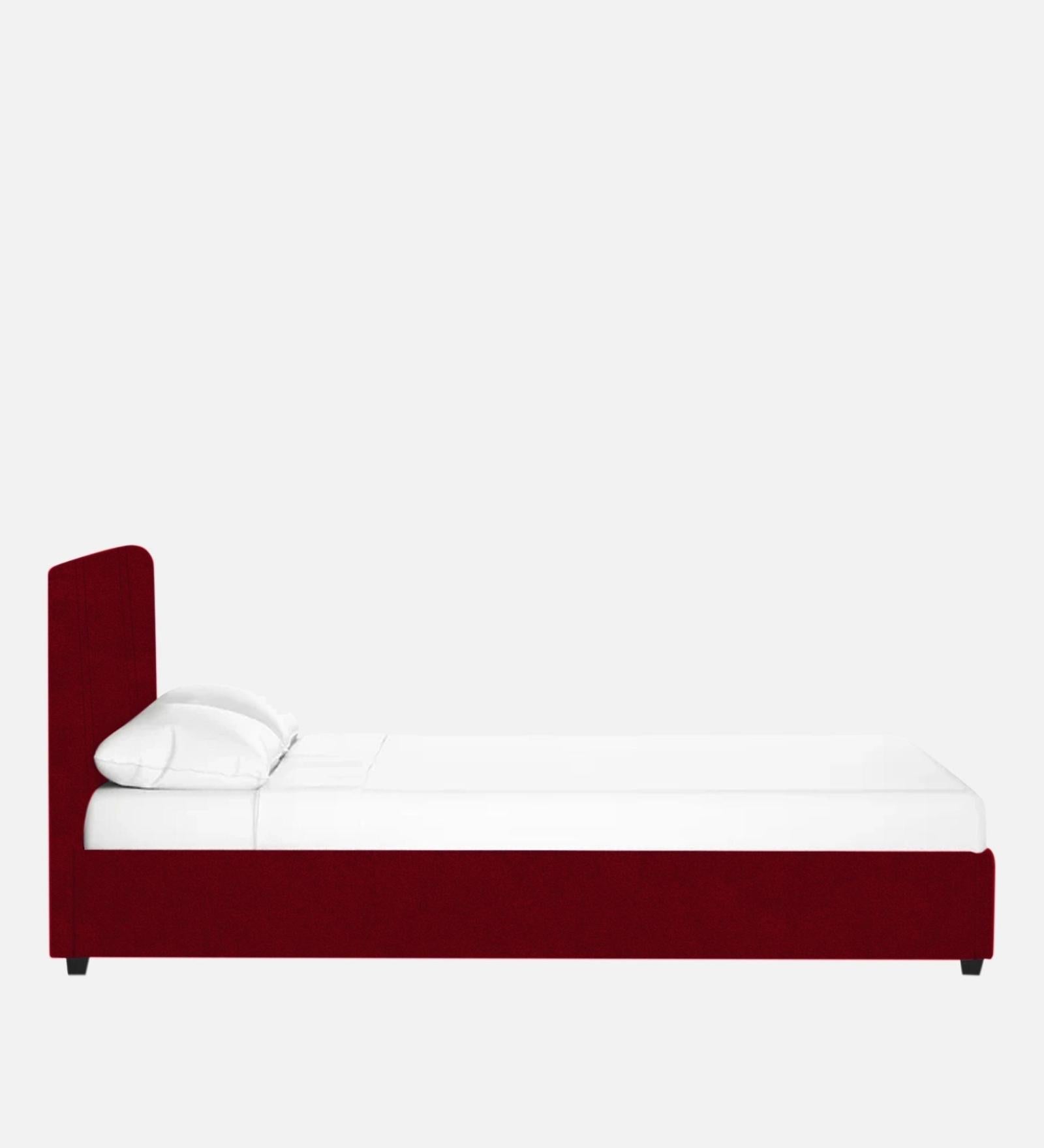 Asyra Fabric King Size Bed in Cherry Red Colour With Storage