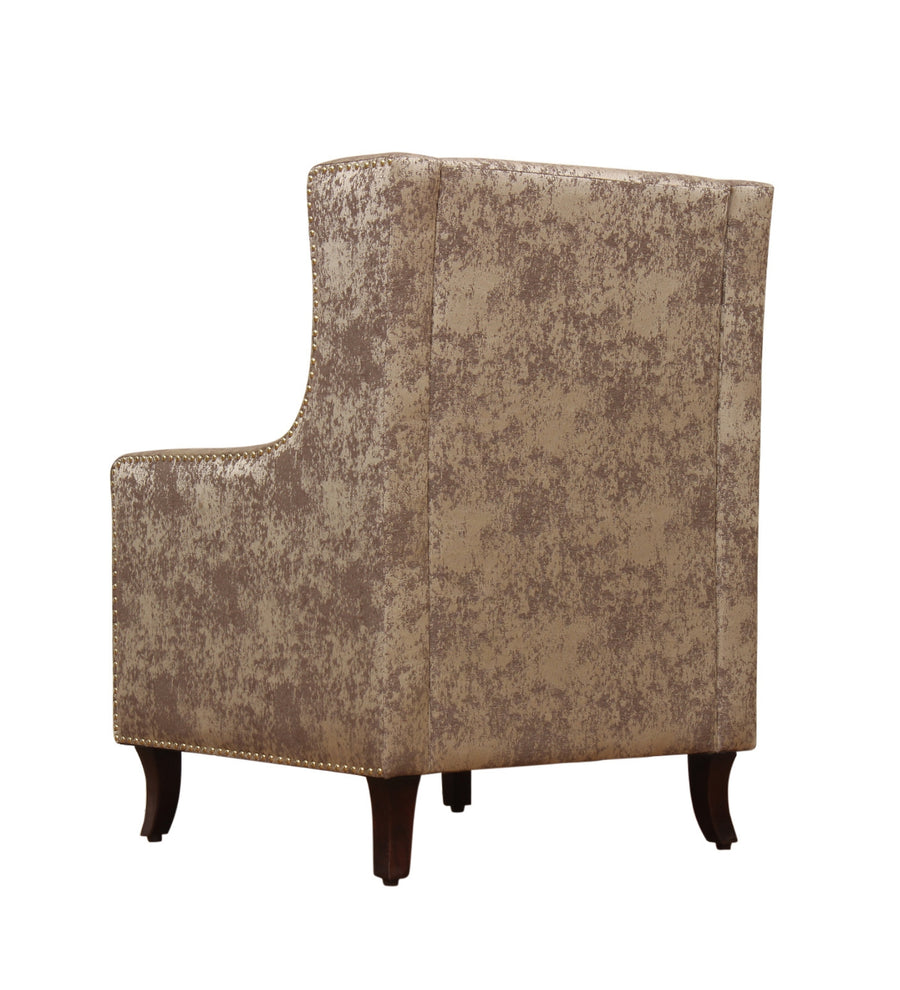 Jade Printed Fabric Wing Chair In Beige Colour - Febonic Living