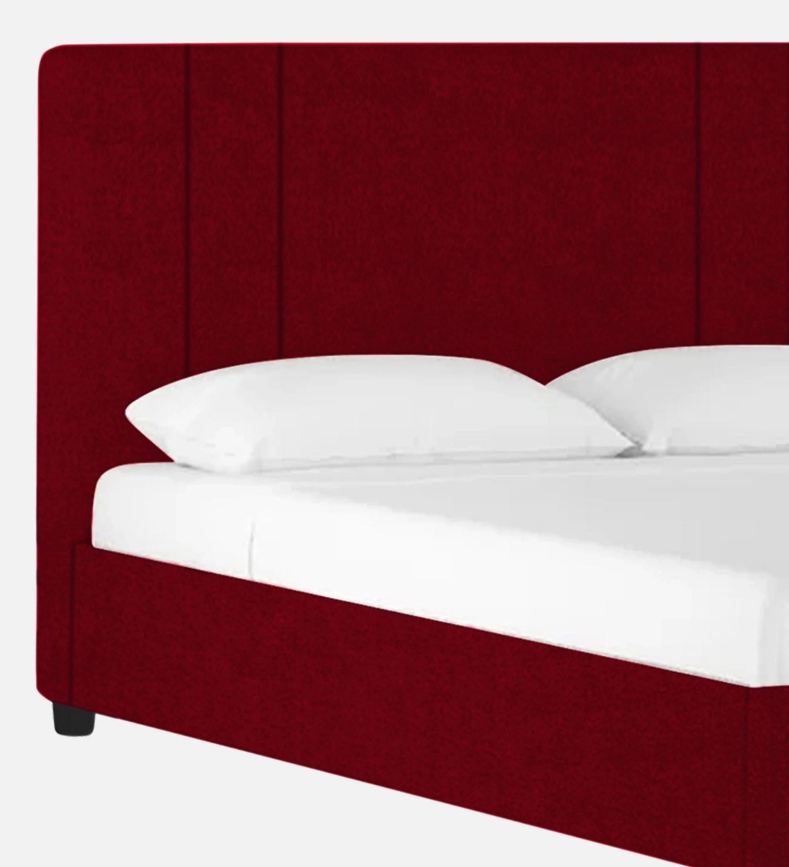 Asyra Fabric King Size Bed in Cherry Red Colour With Storage