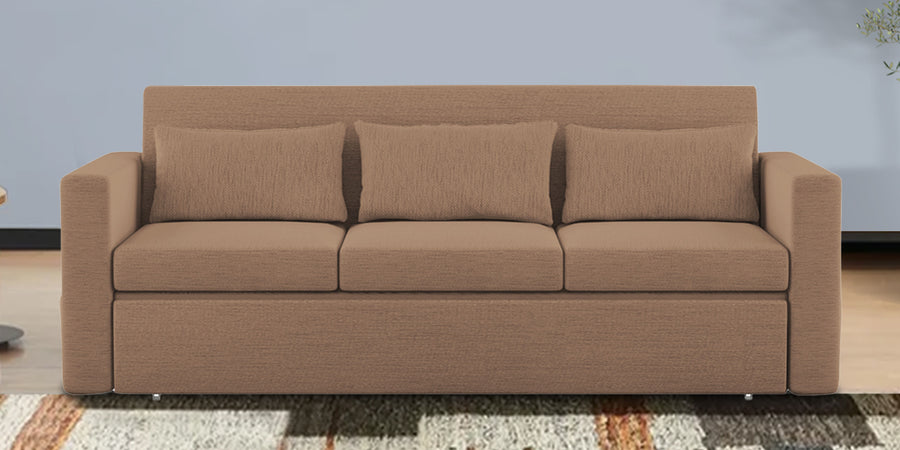 River Fabric 3 Seater Pull Out Sofa Cum Bed In Cookie Beige Colour - Febonic Living